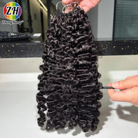 Rambut Manusia Asli Burma Curly Pre Loop Virgin untuk Kepang Crochet, Lembut Seperti Bulu - Ekstensi Kepang Boho Tak Terlihat