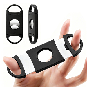 Accessoires pour cigares parfaits, coupe-cigares portable à double lame en acier inoxydable, noir, pour hommes - Product Image 1