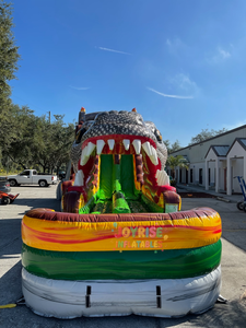 Динозавр тематический Юрский Т-Рекс двухполосная надувная водная горка Коммерческая надувная горка для продажи - Product Image 3