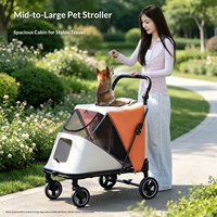 Poussette pliable multifonctionnelle pour chien de taille moyenne à grande, chariot de mobilité portable, chariot de promenade pour chien senior, transporteur multi-animaux en métal