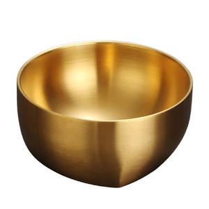 韓国スタイル304ステンレス鋼ゴールドボウルライスボウル2層火傷防止スープボウル - Product Image 6