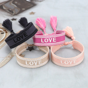 Bracelets d'amitié tissés personnalisés avec lettres, style religieux, cadeaux inspirants en perles - Product Image 1