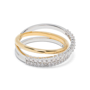 Bague SPJ en argent sterling 925, best-seller, avec trois bandes croisées, zirconiums 5A étincelants, anti-ternissement, pour femme - Product Image 4