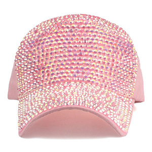 Gorra de Béisbol con Pedrería Blanca y Rosa, Hecha a Mano, con Parte Superior en Forma de Domo, Moderna - Product Image 2