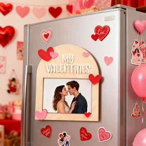 <span class=keywords><strong>Cornice</strong></span> Fotografica Mini PAFU 2026 per San Valentino, Design a <span class=keywords><strong>Cuore</strong></span> 3D in <span class=keywords><strong>Legno</strong></span> per Magnete da Frigo, Regalo di Anniversario e Ricordo Romantico - Product Image 3