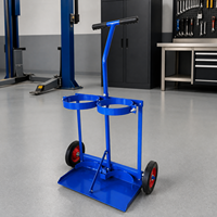 Chariot à double bouteille de gaz robuste, capacité de charge 130 kg, chariot à bouteilles de gaz, hauteur 1040 mm, bleu, revêtement poudré