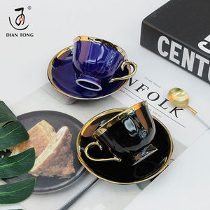 DianTong custom luxury gold rim cappuccino <span class=keywords><strong>tazze</strong></span> <span class=keywords><strong>da</strong></span> caffè in porcellana tazza <span class=keywords><strong>da</strong></span> tè in ceramica e piattino set tazza <span class=keywords><strong>da</strong></span> tè con piattino - Product Image 5