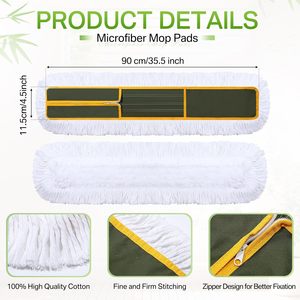 Mop per Pulizia Commerciale per Hotel e Palestre, in Cotone, per Polvere e Pavimenti, Rettangolare Piatto, con Testa in Alluminio, per Uso Bagnato e Asciutto - Product Image 2