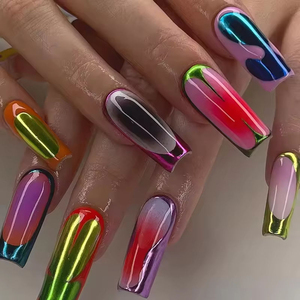 <span class=keywords><strong>Uñas</strong></span> Postizas <span class=keywords><strong>de</strong></span> Lujo con Pedrería <span class=keywords><strong>de</strong></span> <span class=keywords><strong>Colores</strong></span> Mixtos, 24 Piezas, Forma Almendrada Larga y Cuadrada, Reutilizables, Venta al Por Mayor Personalizada - Product Image 5