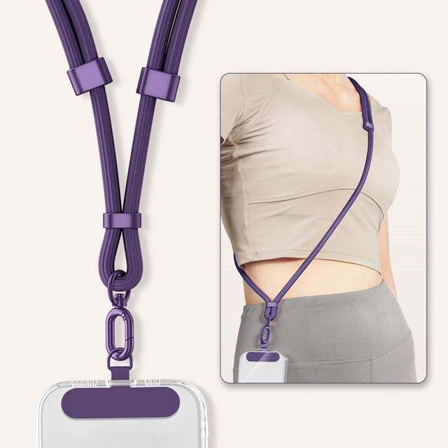 Adjustable Chain Polyester Mobile Phone Lanyard with Phone Tether Patch Crossbody Neck Strap for Mobile Phone