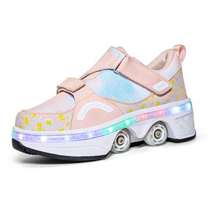 Zapatos con ruedas retráctiles, 4 ruedas, suela TPR, zapatillas populares de doble <span class=keywords><strong>fila</strong></span>, zapatos con ruedas para niños y niñas - Product Image 6