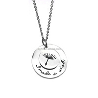 Collier disque de pissenlit personnalisé mère fille bijoux personnalisés cadeaux nom gravé collier en acier inoxydable