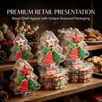 Boîte de rangement pour biscuits en forme de sapin de Noël en plastique PET écologique jetable, impression personnalisable, couleur personnalisée, OEM/ODM