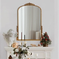 Magnifique Miroir Ancien et Vintage Cadre en Bois Arche Décoration Murale Filigrane Dorée Primrose pour Salon et Maison