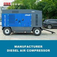 Compresseur d'air à vis à moteur diesel portable 1150 CFM/32.4 M3/Min 25 bar pour perceuses