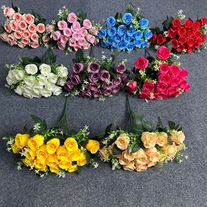 Non. Bouquet de roses artificielles, 18 têtes, fleurs en soie, décoration de mariage, arrangement pour salon - Product Image 2