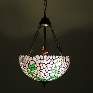 Lámpara Colgante de Techo Estilo Tiffany Victoriano LongHuiJing de 16 Pulgadas con 3 Luces y Pantalla Multicolor de Glicinia, Ideal para Sala de Estar - ¡Venta Caliente! - Product Image 1
