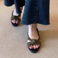 Sandales ouvertes confortables à talon bas, style rétro minimaliste et tendance, bout rond, nouvelle collection été