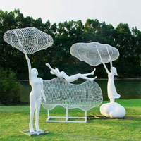 Belle Sculpture de scène décorative de pelouse de jardin Sculpture de nuage en acier inoxydable