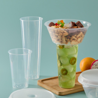 500ml 700ml Snack and Drink Hotpot en plastique avec paille et plateau à collation Bol pour Cola Fruit Tea Popcorn 2 en 1 Boisson