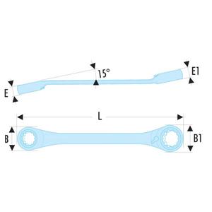 Facom-65.3/8X7/16นิ้ว15 ° บานพับประแจวงล้อ3148517721913ประแจแหวน - Product Image 2