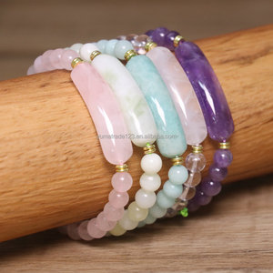 Bracelet en pierres naturelles personnalisé, agate noire, œil <span class=keywords><strong>de</strong></span> <span class=keywords><strong>tigre</strong></span>, améthyste, bracelet artisanal porte-bonheur, bijoux énergétiques, cadeau unisexe - Product Image 6