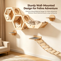 Système d'escalade mural modulaire pour chats avec hamac rembourré en bois et sisal, marches rembourrées pour que les chats d'intérieur se repose, s'escaladent et s'explorent