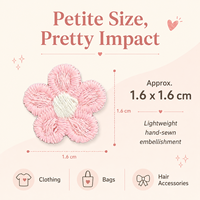 Patch brodé mini fleur rose de 1,6 cm, appliqué à coudre pour vêtements, sacs, chapeaux, accessoires pour cheveux et projets de bricolage.