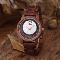 Montre en bois de conception unique marqueurs d'heure lumineux affichage du calendrier mouvement à Quartz 20mm largeur de bande 42mm cadran en verre boîtier 10mm