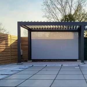 Pórtico de alumínio com madeira durável para exterior, pergola revestida em pó e ponte, madeira natural tratada com pressão