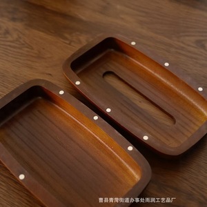 Caja de pañuelos de madera de nogal con diseño de guijarro, almacenamiento minimalista para escritorio, multiusos, conveniente para uso en hoteles y restaurantes - Product Image 4