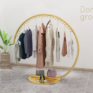 K Metal Garment Display Rack Arc Clothes <b>Hanger</b> <b>Stand</b> Double Tier Storage Organizer for Bathroom Balcony Retail Showroom - Product Image 1