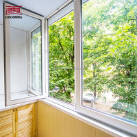 Ventana Francesa de Diseño Europeo con Pantalla de Fibra de Vidrio, Vinilo UPVC, Doble Acristalamiento, Color Blanco, Abatible, con Opción Automática
