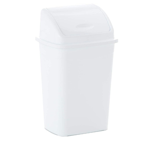 Cestino per rifiuti bianco da 50 litri con coperchio a battente per cucina e bagno - Product Image 1
