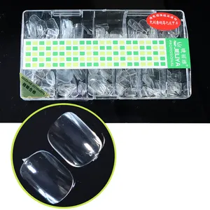 Acrylic 500pcs full cover no c curve best white frosted square clear nail tips in box