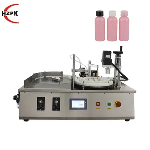 HZPK desktop small spray bottle essential olive oil perfume rotary filling and capping machine line liquid automatic