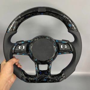Volant de course sport en cuir forgé et fibre de carbone, chauffant, avec lumières de changement de vitesse LED rouges, compatible VW CC <span class=keywords><strong>Golf</strong></span> <span class=keywords><strong>GTI</strong></span>/R MQB Evo, montage direct - Product Image 6