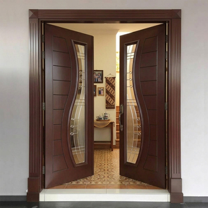 Puerta Doble de Acero Contemporánea con Paneles de Vidrio Decorativos para Uso Exterior - Product Image 3