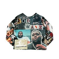 High Street tissé tapisserie pull personnalisé hommes mode rappeur Streetwear Tapisserie coupe et coudre tige vague col rond fabricant