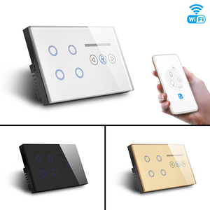 สมาร์ทโฮม147*86มม. UK Touch Tuya Wifi + RF 4ตัวและสวิตช์ปรับความเร็วพัดลมกระจกเทมเปอร์ Wifi Wall Smart Switch รองรับ Google/<span class=keywords><strong>Alex</strong></span> - Product Image 5