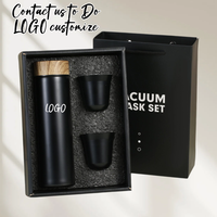 Ensemble Cadeau Thermos de Luxe Personnalisé avec Logo - Thermos en Acier Inoxydable avec 2 Tasses pour Cadeaux de Fêtes et de Célébrations