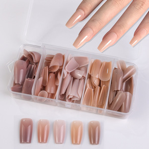 140 faux ongles à presser dégradés, couvrance totale, forme ballerine amande, en coffret pour salon de manucure - Product Image 3