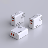 Chargeurs adaptateurs multifonctions USB Type C 2 en 1 avec double port A+C PD QC3.0 25W et lumière LED, charge rapide Type-C