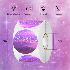 สติกเกอร์กระดาษความร้อนลายโฮโลแกรมสีม่วงลายท้องฟ้าเต็มดาว แบบกำหนดเองสำหรับติดบรรจุภัณฑ์สินค้า ลดราคาพิเศษ - Product Image 1