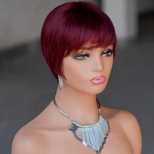 Peluca Corta Lisa Little Elf, Hecha a Máquina, en Colores Negro, Marrón y Rubio para Cortes de Peluca, Modelo CX-9069 - Product Image 6