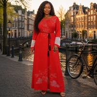 Robe Kaftan Abaya pour femmes musulmanes africaines, brodée de sequins, tenue modeste pour mariage, fête de l'Aïd, avec écharpe et ceinture
