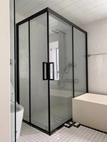 Cabines de douche coulissantes carrées fabriquées en Chine avec paroi en verre trempé, cadre en acier inoxydable, finition miroir pour appartement