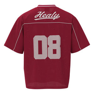 Camiseta de Fútbol Healy Vintage con Cuello en V, Malla, Número 08 Estampado, Camisetas de Fútbol Transpirables de Manga Corta, Ropa Urbana - Product Image 3