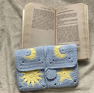 ที่ใส่หนังสือโครเชต์มือปลอกหนังสือแฮนด์เมดที่ใส่หนังสือของขวัญที่สวยงามมือยายตารางรูปแบบ<span class=keywords><strong>เริ่ม</strong></span>ต้นและดวงจันทร์ - Product Image 4