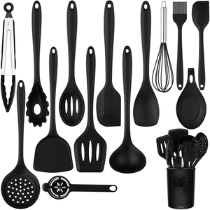 De Qualité alimentaire Non-Toxique Silicone Résistant À La Chaleur Noir Gris 16 PCS Accueil Cuisine Gadgets Outils Accessoires Ustensiles Ensemble - Product Image 6